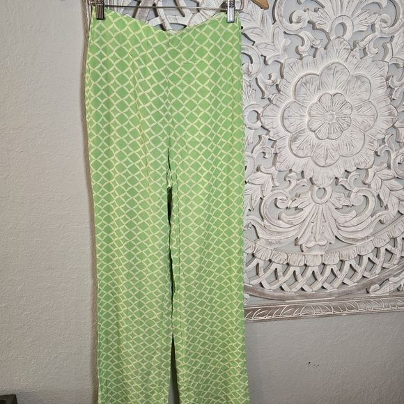 Mango Light Green Geometric Trousers Size S - Picture 2 of 7